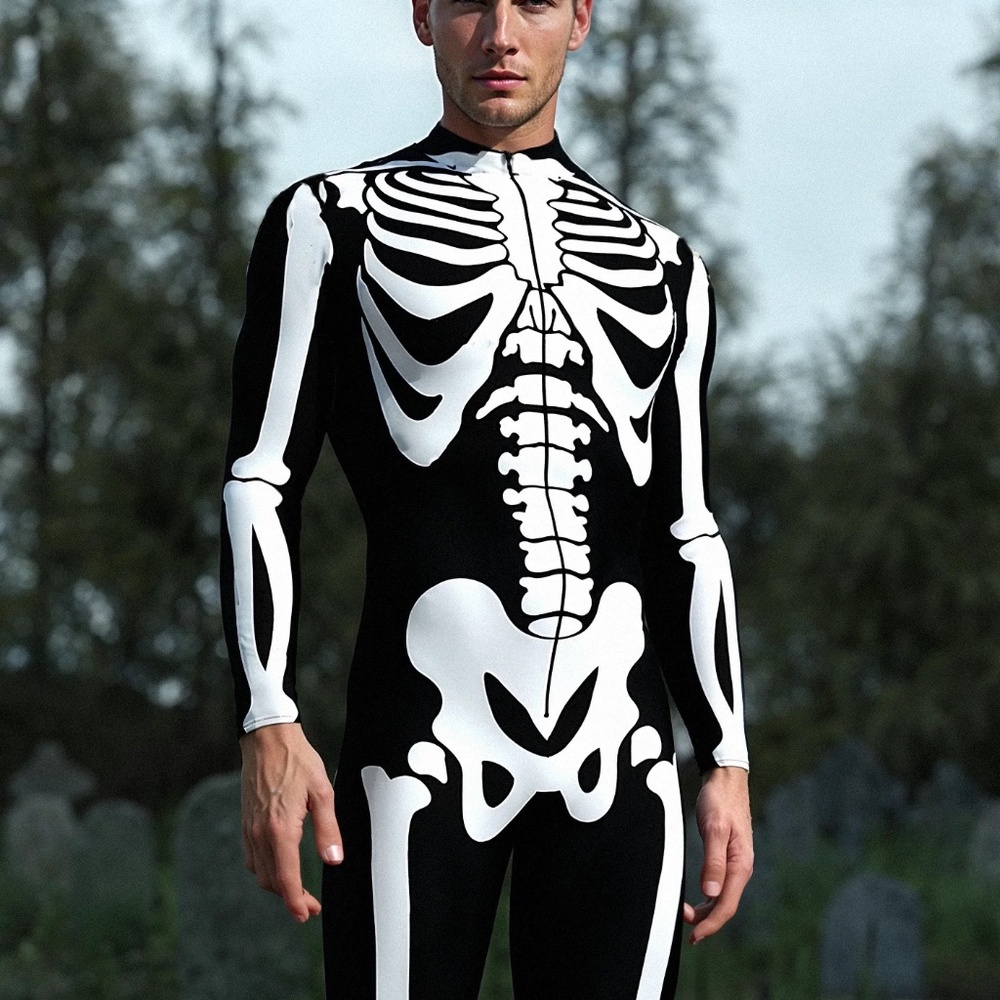 Candy Catz Onepiece Rave Club Skeleton Jumpsuit Costume Size L/XL - Picture 4 of 7